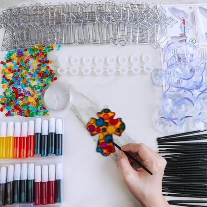 Imagem de Kit de artesanato Cross Suncatchers Winlyn 27 conjuntos para crianças e adultos