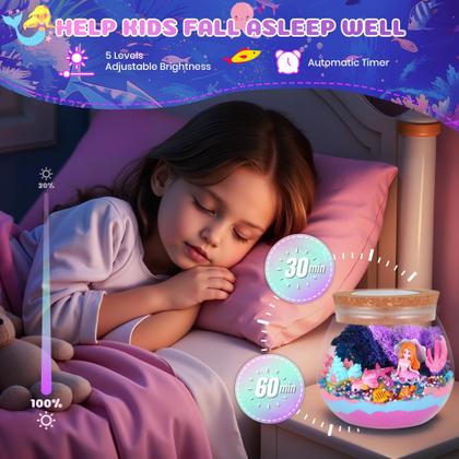 Imagem de Kit de artesanato Nicella Mermaid Terrarium com luz noturna LED para meninas de 5 a 12 anos