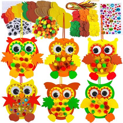 Imagem de Kit de artesanato Winlyn Foam Owl Decorations DIY Owl Fall 24 sets