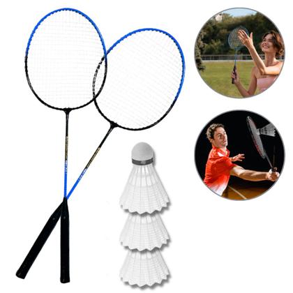 Imagem de Kit de Badminton Completo 2 Raquetes 3 Petecas Diversão