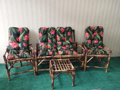 Imagem de Kit De Bambu De Alta Qualidade sofá + 2 Cadeiras E 1 Mesa De Centro