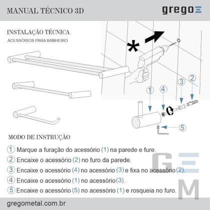 Imagem de Kit De Banheiro Acessórios Metal Luxo Plus 524Lp Grego Metal