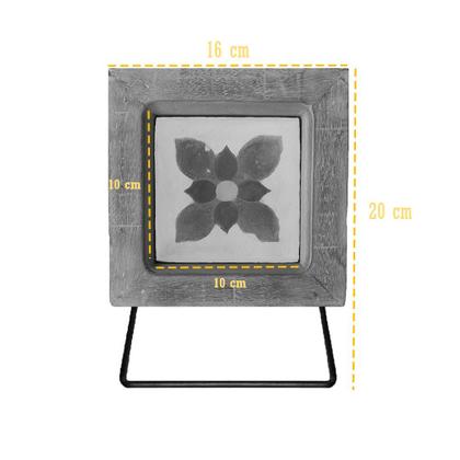 Imagem de Kit de Banheiro Artesanal com Ladrilho Hidráulico 3 Peças em Madeira Maciça e Ferro