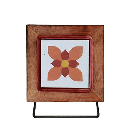 Imagem de Kit de Banheiro Artesanal com Ladrilho Hidráulico 3 Peças em Madeira Maciça e Ferro