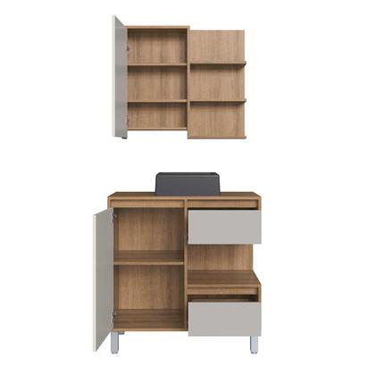 Imagem de Kit de Banheiro Gabinete com Cuba Inclusa Preta e Espelheira