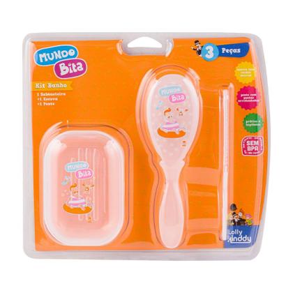 Imagem de Kit de Banho Mundo Bita 3 Peças 1 Escova, 1 Pente e 1 Saboneteira