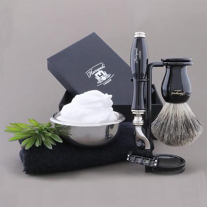 Imagem de Kit de barbear Haryali London 3 Edge Safety Razor com escova e suporte