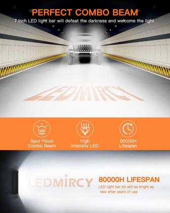 Imagem de Kit de barra de luz LED LEDMIRCY de 7 polegadas com fiação de interruptor basculante