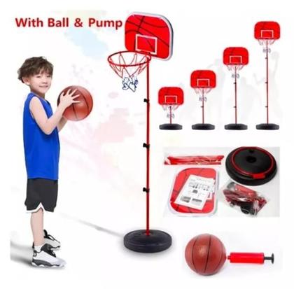 Imagem de Kit De Basquete Infantil Divertido Com Tabela Aro Bola E Bomba