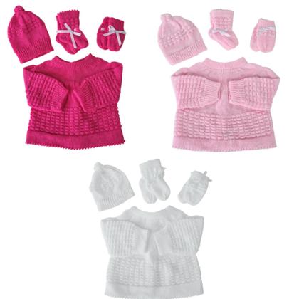 Imagem de Kit de bebê RN conjuntos com 12 peças gorro, luva, meia e casaco fita