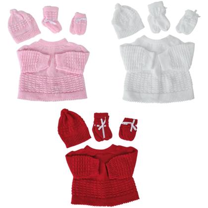 Imagem de Kit de bebê RN conjuntos com 12 peças gorro, luva, meia e casaco fita