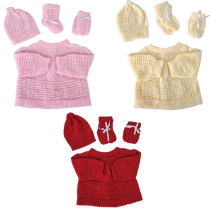 Imagem de Kit de bebê RN conjuntos com 12 peças gorro, luva, meia e casaco fita