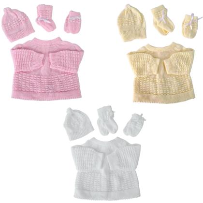 Imagem de Kit de bebê RN conjuntos com 12 peças gorro, luva, meia e casaco fita