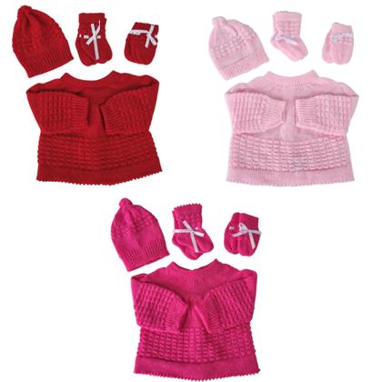 Imagem de Kit de bebê RN conjuntos com 12 peças gorro, luva, meia e casaco fita