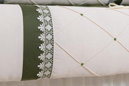 Imagem de kit de berço americano palha com verde com 9 peças feito em tecido de algodão