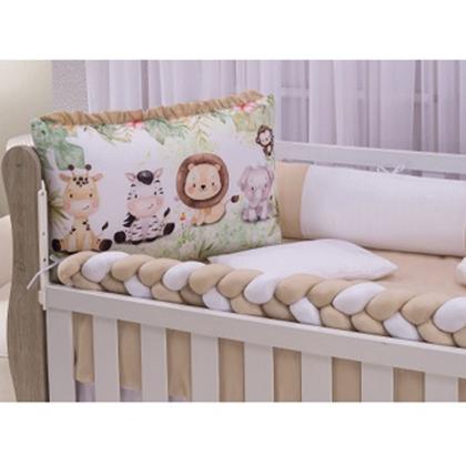 Imagem de Kit De Berço Americano Para Menino Safari Sublimado com 10 Peças Trança e Mosquiteiro-309Floresta