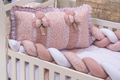 Imagem de Kit  de berço americano trançado com trança inteira de 3 metros 100 algodão menino e menina