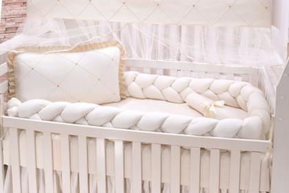 Imagem de Kit  de berço americano trançado com trança inteira de 3 metros 100 algodão menino e menina