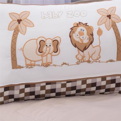 Imagem de Kit de Berço Baby Zoo Completo 09 Peças Enxoval Quarto de Bebê Cor Bege