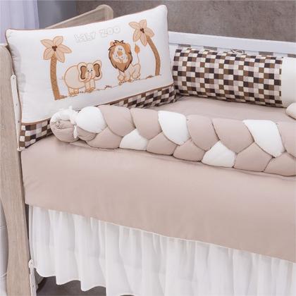 Imagem de Kit de Berço Baby Zoo Completo 09 Peças Enxoval Quarto de Bebê Cor Bege