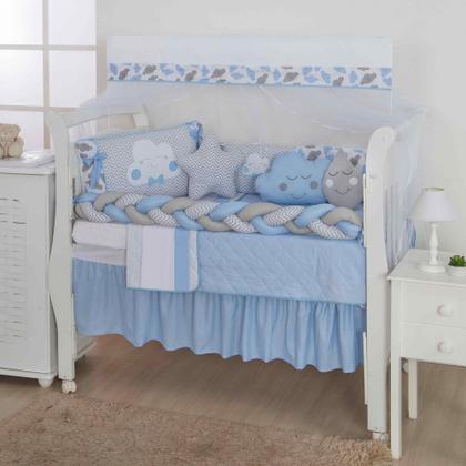 Imagem de Kit de berco masculino e feminino nuvem de amor principe e princesa com 12 pçs com saia e protetor