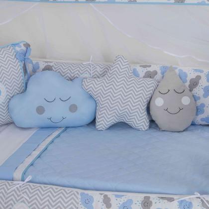 Imagem de Kit de berco masculino e feminino nuvem de amor principe e princesa com 12 pçs com saia e protetor