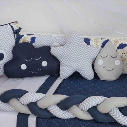 Imagem de Kit de berco masculino e feminino nuvem de amor principe e princesa com 12 pçs com saia e protetor