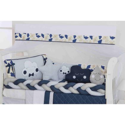 Imagem de Kit de berco masculino e feminino nuvem de amor principe e princesa com 12 pçs com saia e protetor