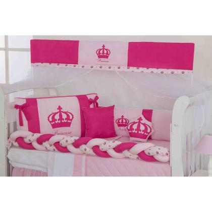 Imagem de Kit de berco masculino e feminino nuvem de amor principe e princesa com 12 pçs com saia e protetor