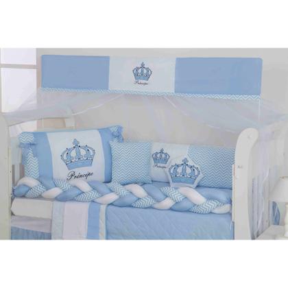 Imagem de Kit de berco masculino e feminino nuvem de amor principe e princesa com 12 pçs com saia e protetor