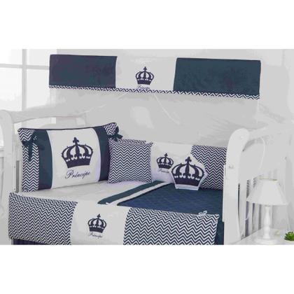 Imagem de Kit de berco masculino e feminino nuvem de amor principe e princesa com 12 pçs com saia e protetor