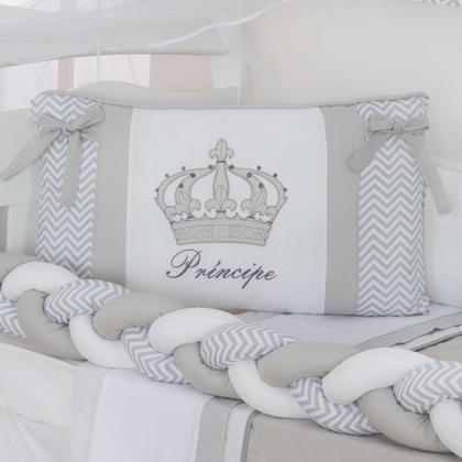 Imagem de Kit de berco masculino e feminino nuvem de amor principe e princesa com 12 pçs com saia e protetor