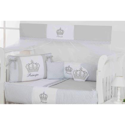 Imagem de Kit de berco masculino e feminino nuvem de amor principe e princesa com 12 pçs com saia e protetor