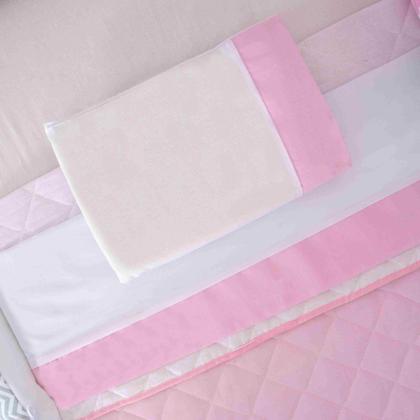 Imagem de Kit de berço quarto de bebe bordado completo doce nuvem com mosquiteiro e saia algodão com 12 pçs