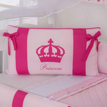 Imagem de Kit de berço quarto de bebe bordado completo doce nuvem com mosquiteiro e saia algodão com 12 pçs