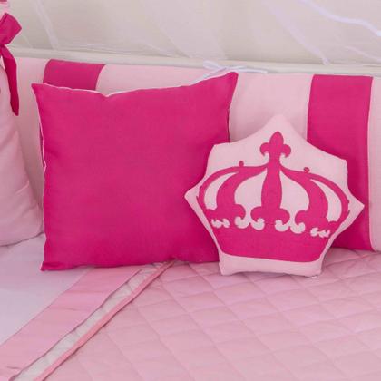 Imagem de Kit de berço quarto de bebe bordado completo doce nuvem com mosquiteiro e saia algodão com 12 pçs