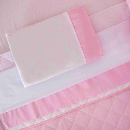 Imagem de Kit de berço quarto de bebe bordado completo doce nuvem com mosquiteiro e saia algodão com 12 pçs