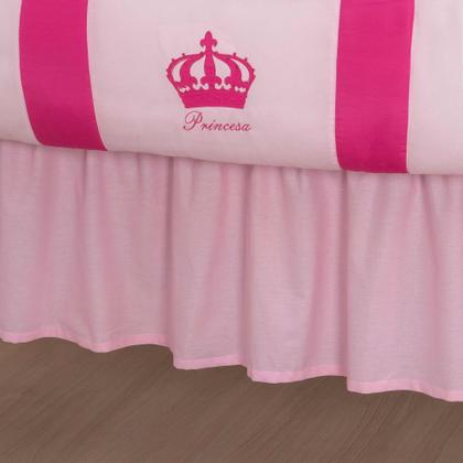 Imagem de Kit de berço quarto de bebe bordado completo doce nuvem com mosquiteiro e saia algodão com 12 pçs