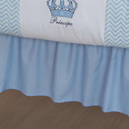 Imagem de Kit de berço quarto de bebe bordado completo doce nuvem com mosquiteiro e saia algodão com 12 pçs