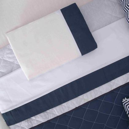 Imagem de Kit de berço quarto de bebe bordado completo doce nuvem com mosquiteiro e saia algodão com 12 pçs