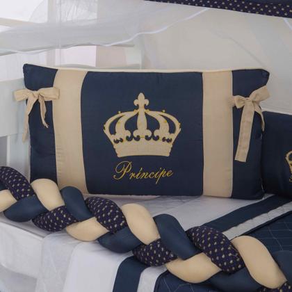 Imagem de Kit de berço quarto de bebe bordado completo doce nuvem com mosquiteiro e saia algodão com 12 pçs