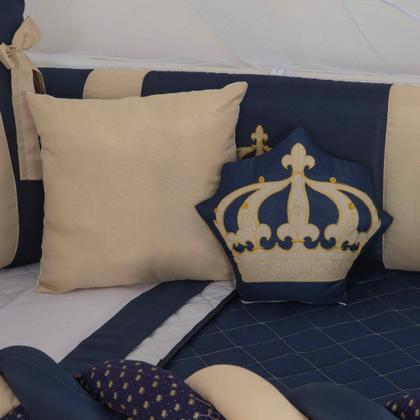 Imagem de Kit de berço quarto de bebe bordado completo doce nuvem com mosquiteiro e saia algodão com 12 pçs