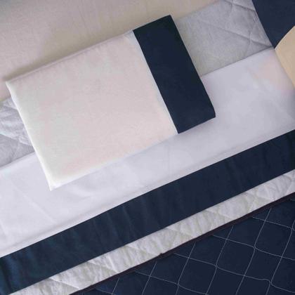 Imagem de Kit de berço quarto de bebe bordado completo doce nuvem com mosquiteiro e saia algodão com 12 pçs