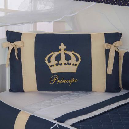 Imagem de Kit de berço quarto de bebe bordado completo doce nuvem com mosquiteiro e saia algodão com 12 pçs