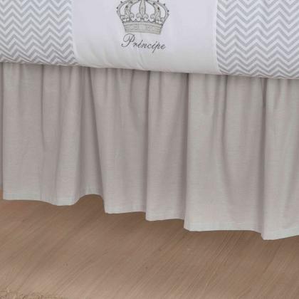 Imagem de Kit de berço quarto de bebe bordado completo doce nuvem com mosquiteiro e saia algodão com 12 pçs