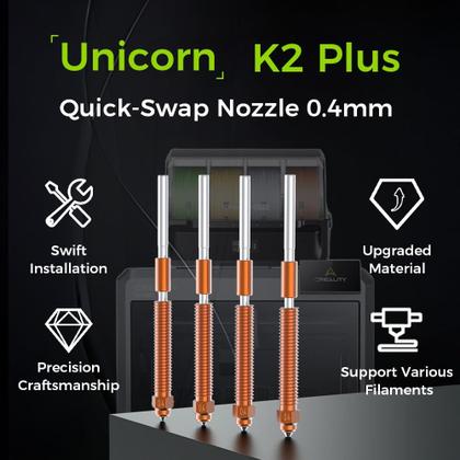 Imagem de Kit de bicos Creality K2 Plus Combo Unicorn K2 Plus 0,4 mm