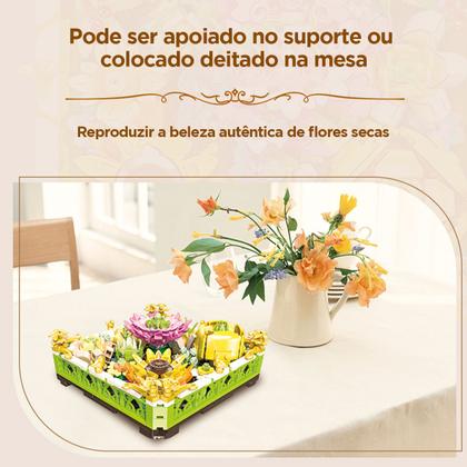 Imagem de Kit de Blocos de Montar Cadina Quadro de Flores Decorativo Com 539 Peças