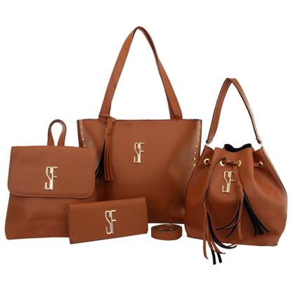 Imagem de kit de bolsas feminina contem 4 lindas bolsas bolsa sacola, bolsa transversal, carteira de mao