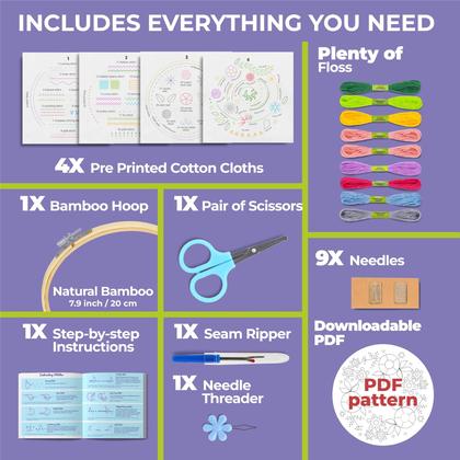 Imagem de Kit de bordado Craftwiz Starter Set para iniciantes com 29 pontos