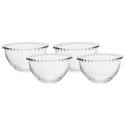 Imagem de Kit De Bowls Tigelas De Cristal Pearl 14cm Com Saladeira Grande 21cm